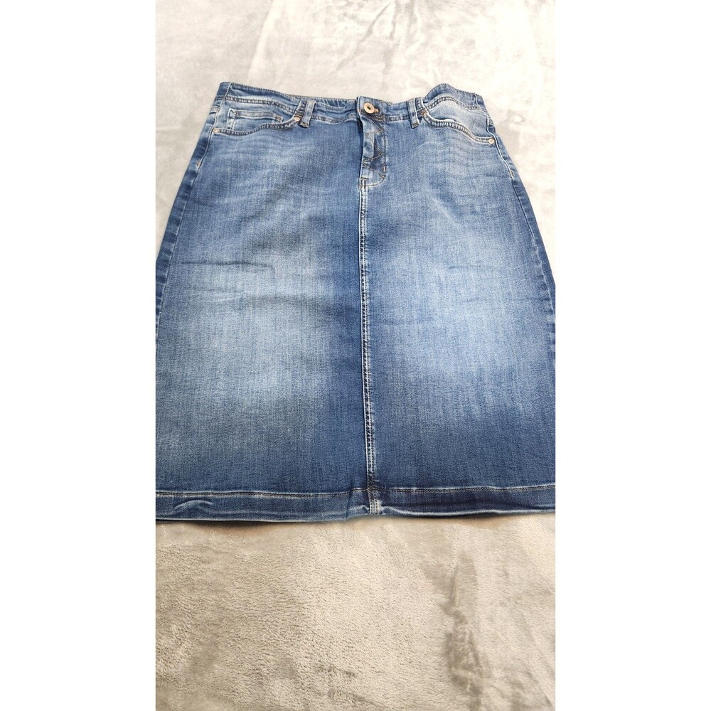 J. JILL DENIM Womens Size‎ 12P Hamilton Wash Slit Back Midi Skirt NWT